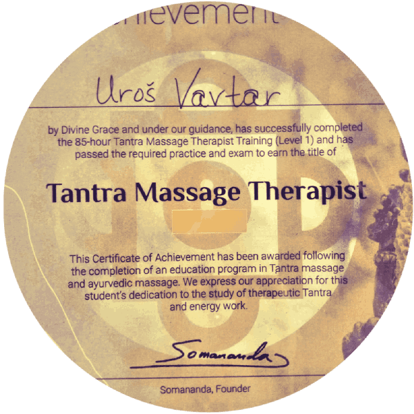 tantra masaža - certifikat